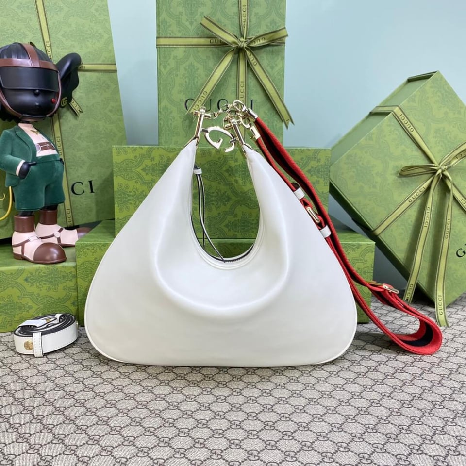 Gucci White Leather Attache Medium Shoulder Bag view 6