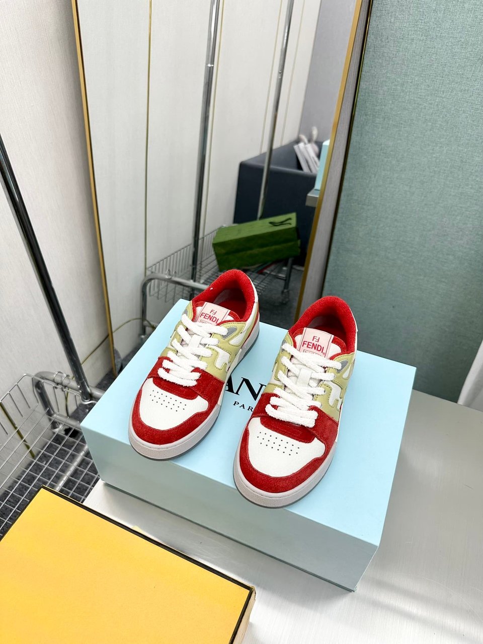 Fendi Match Suede Low Tops White And Red 7E1493Ai1Nf1H1D view 10