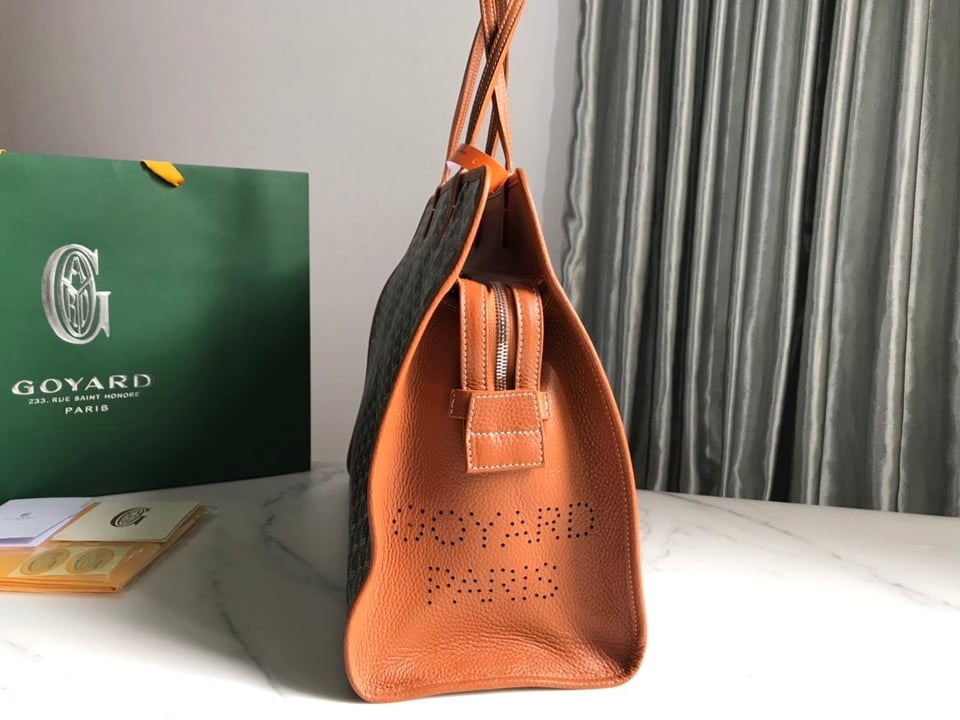 Goyard Hardy Pm Bag 40 Cm Black Goyardine Canvas And Tan Taurillon Leather Trim view 10