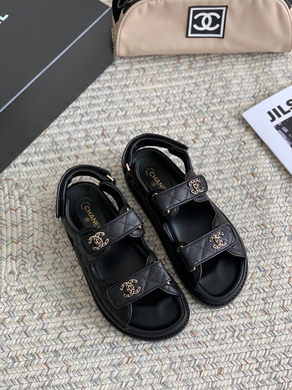 Chanel Quilted Dad Sandal Black For Women view 8