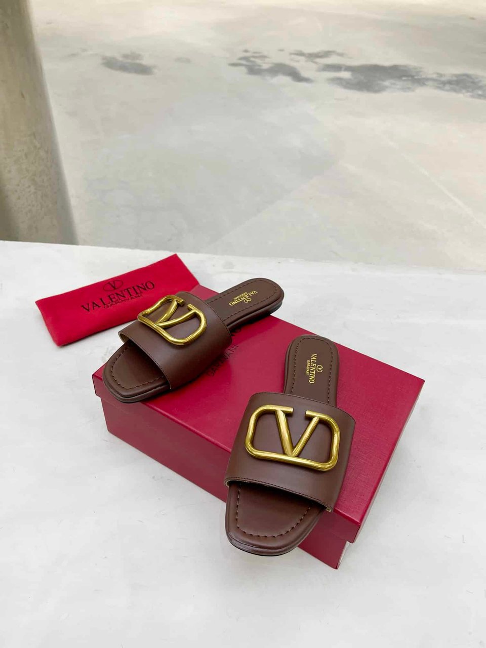 Valentino Garavani Vlogo Signature Slide Sandal Brown view 5