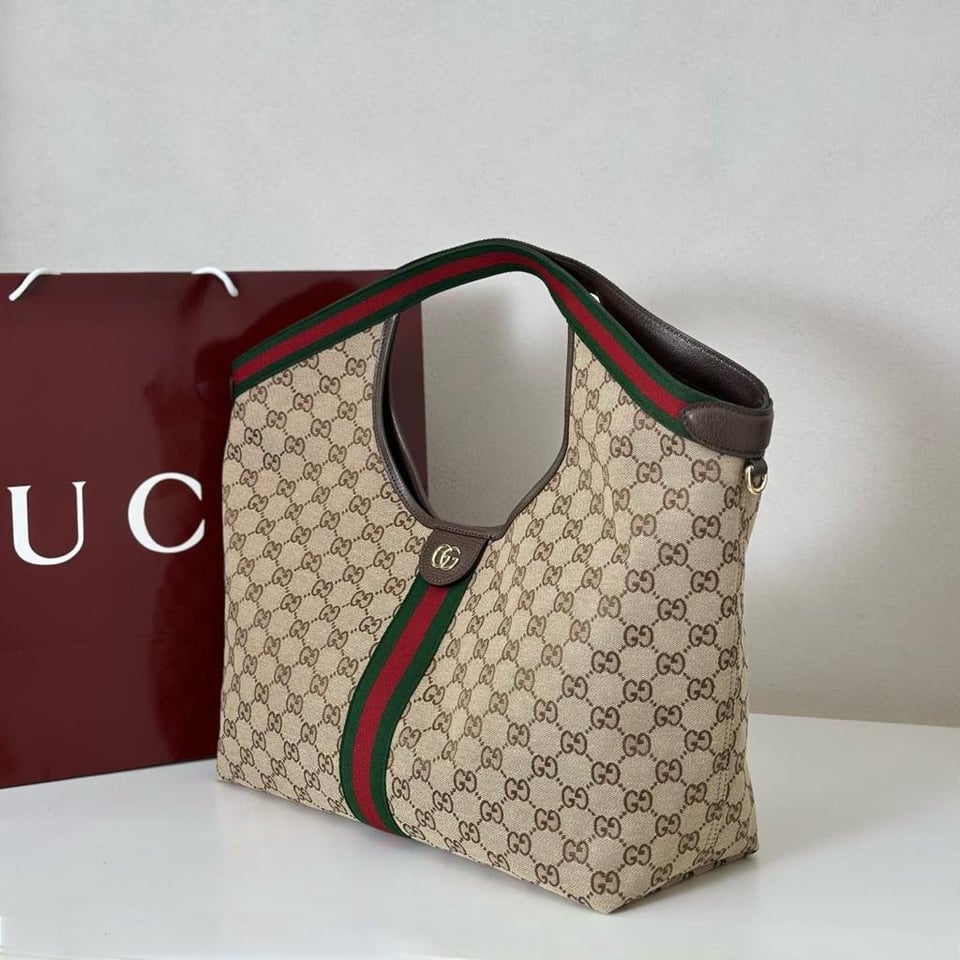 Gucci Giglio Large Tote Bag 54cm/21.3in Beige And Brown 853971 view 4