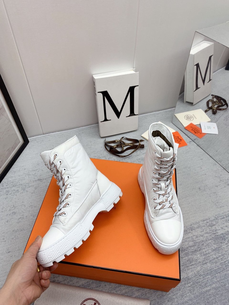 Hermes Fresh Ankle Boots White view 6