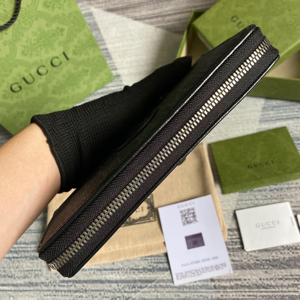Gucci Ophidia GG Zip Around Wallet With Interlocking G Black 8in/19cm For Men view 7