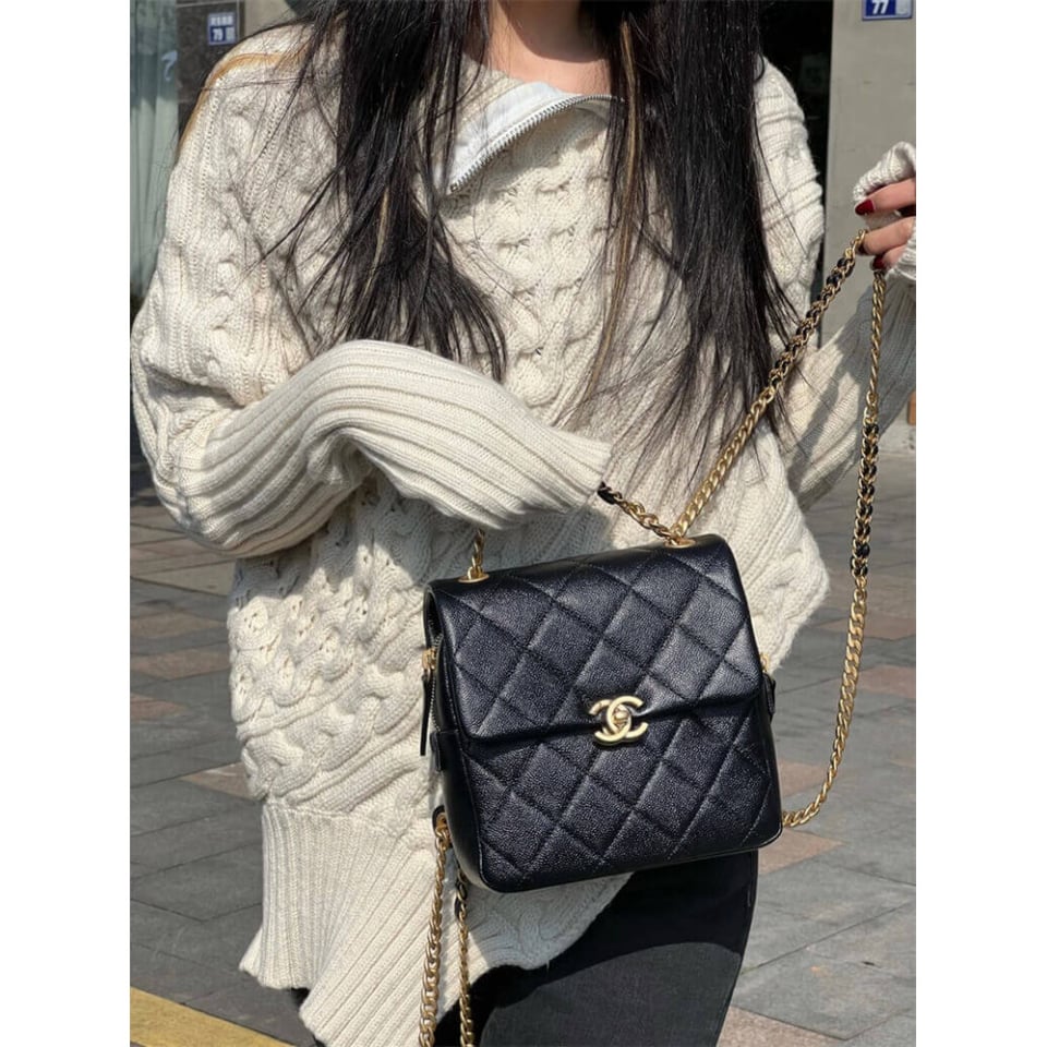 Chanel Backpack in Grained Calfskin view 3