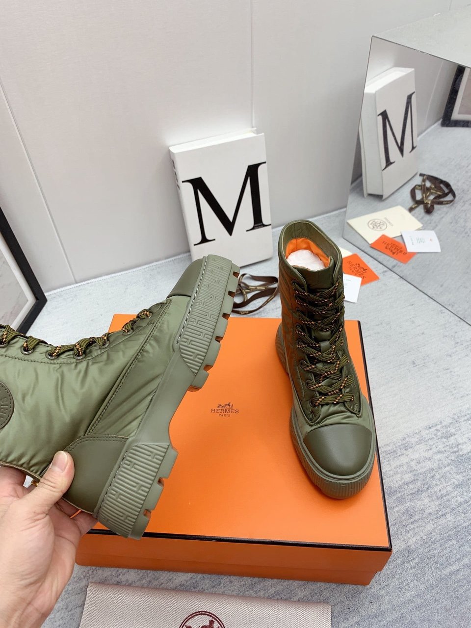 Hermes Fresh Ankle Boots Green view 3