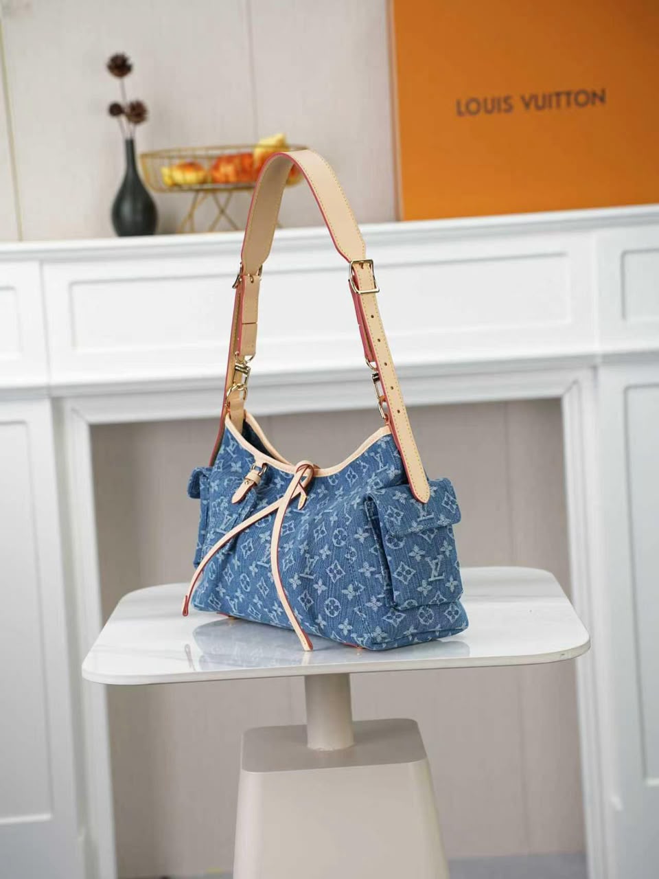 Louis Vuitton Carryall Cargo PM Bag Blue Denim 33.5cm M28287 view 4