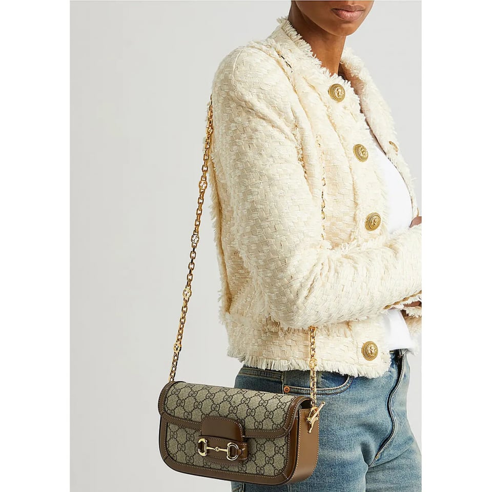 Gucci Horsebit 1955 GG Supreme Canvas Should Bag Brown view 6