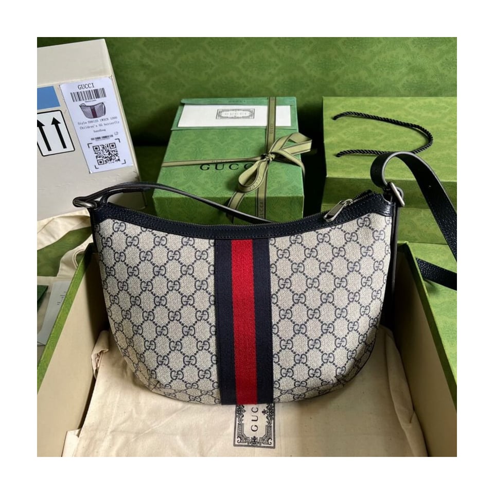 Gucci Ophidia GG Small Shoulder Bag in Blue 30cm/11.8in view 4