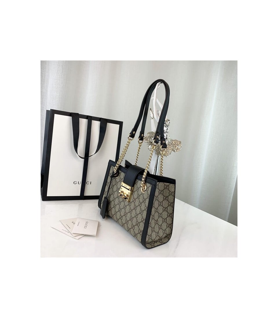 Gucci GG Supreme Padlock Small Shoulder Bag Black 26cm view 6