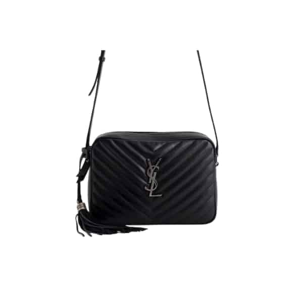 Saint Laurent Lou Camera Bag In Quilted Black Silver Leather 23Cm view 2