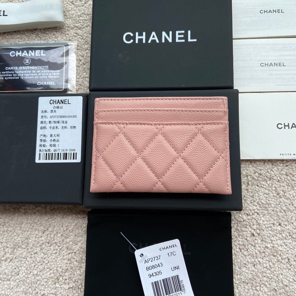 Chanel Card Holder 11Cm Pink Caviar Light Gold Hardware view 6