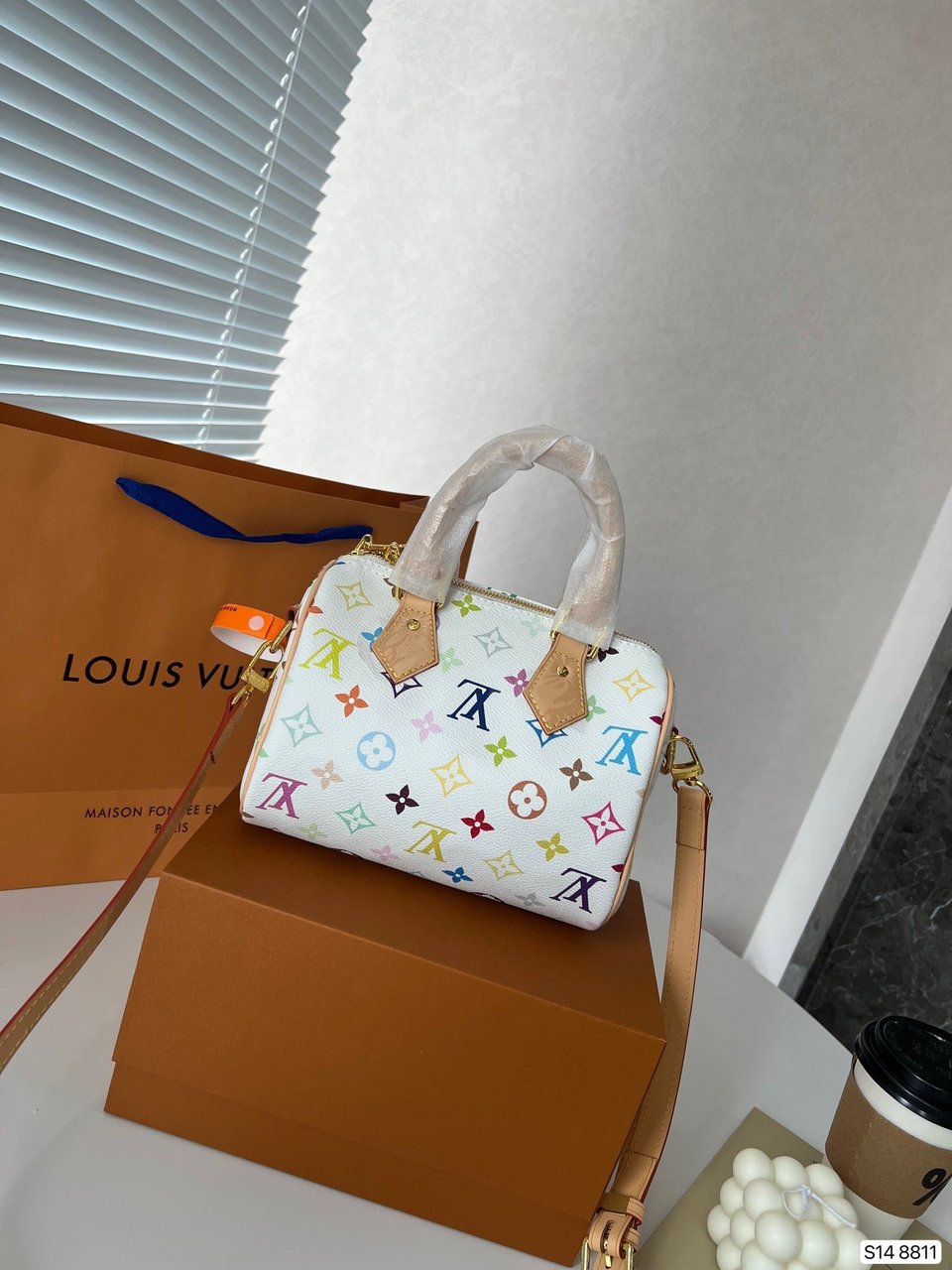 Louis Vuitton X Takashi Murakami Monogram Blanc White Multicolor Mini Speedy 20Cm view 9