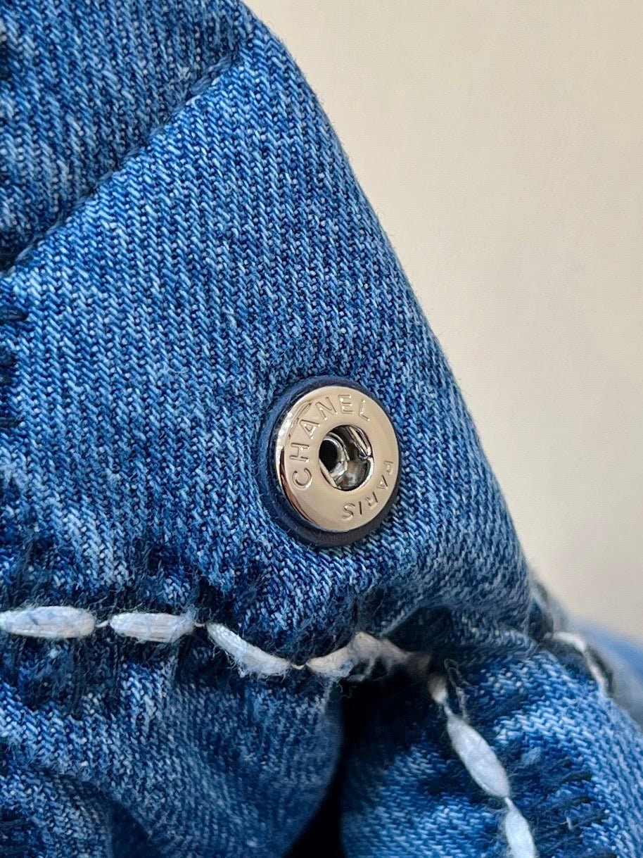 Chanel 24P Stitched Denim Silver Hardware view 9