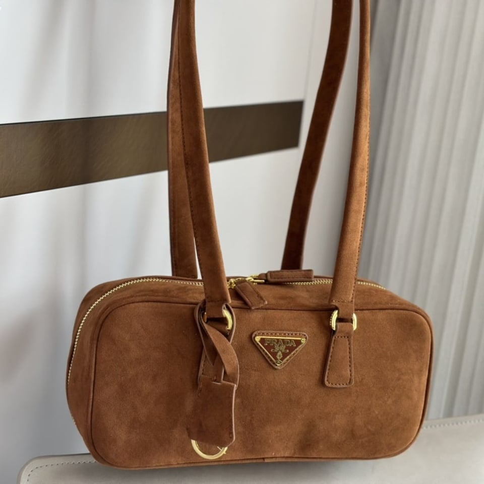 Prada Suede Shoulder Bag Cocoa Brown 29Cm view 3