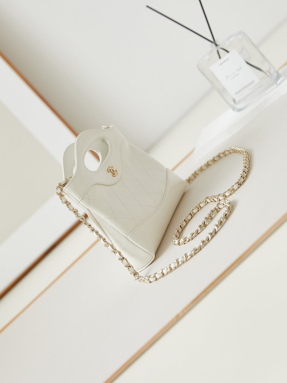Chanel 24S31 Nano Shopping Bag 17.5Cm White Lambskin Gold Hardware view 9