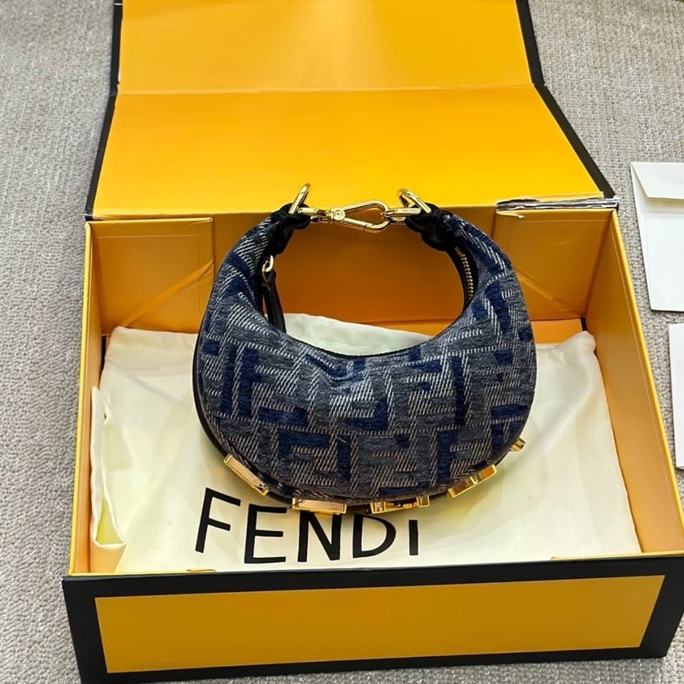 Fendi Fendigraphy Mini Blue Chenille Mini Bag 18Cm view 3