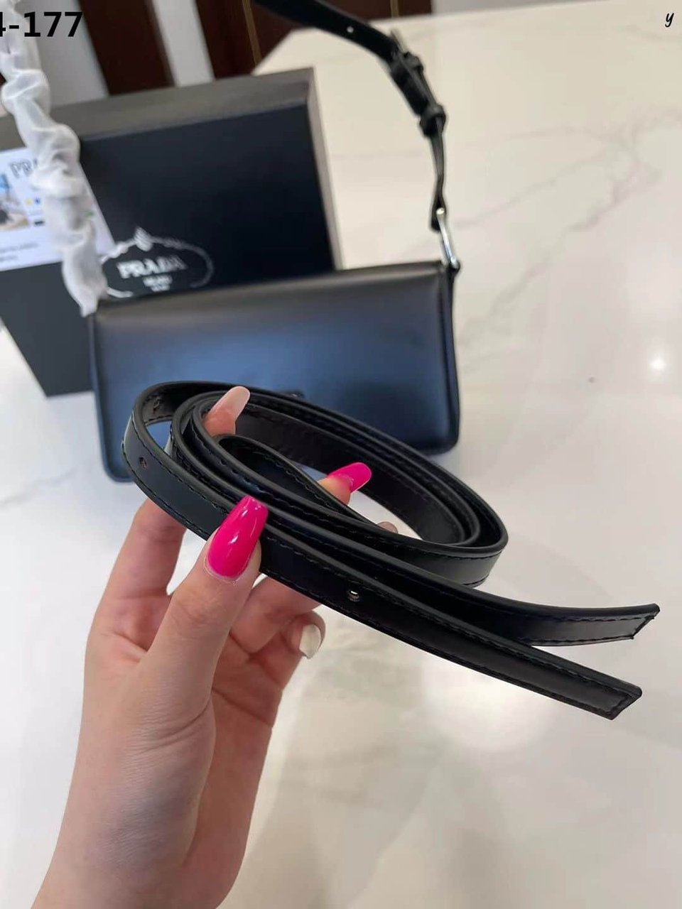 Prada Brushed Leather Prada Femme Bag Black 22Cm view 10