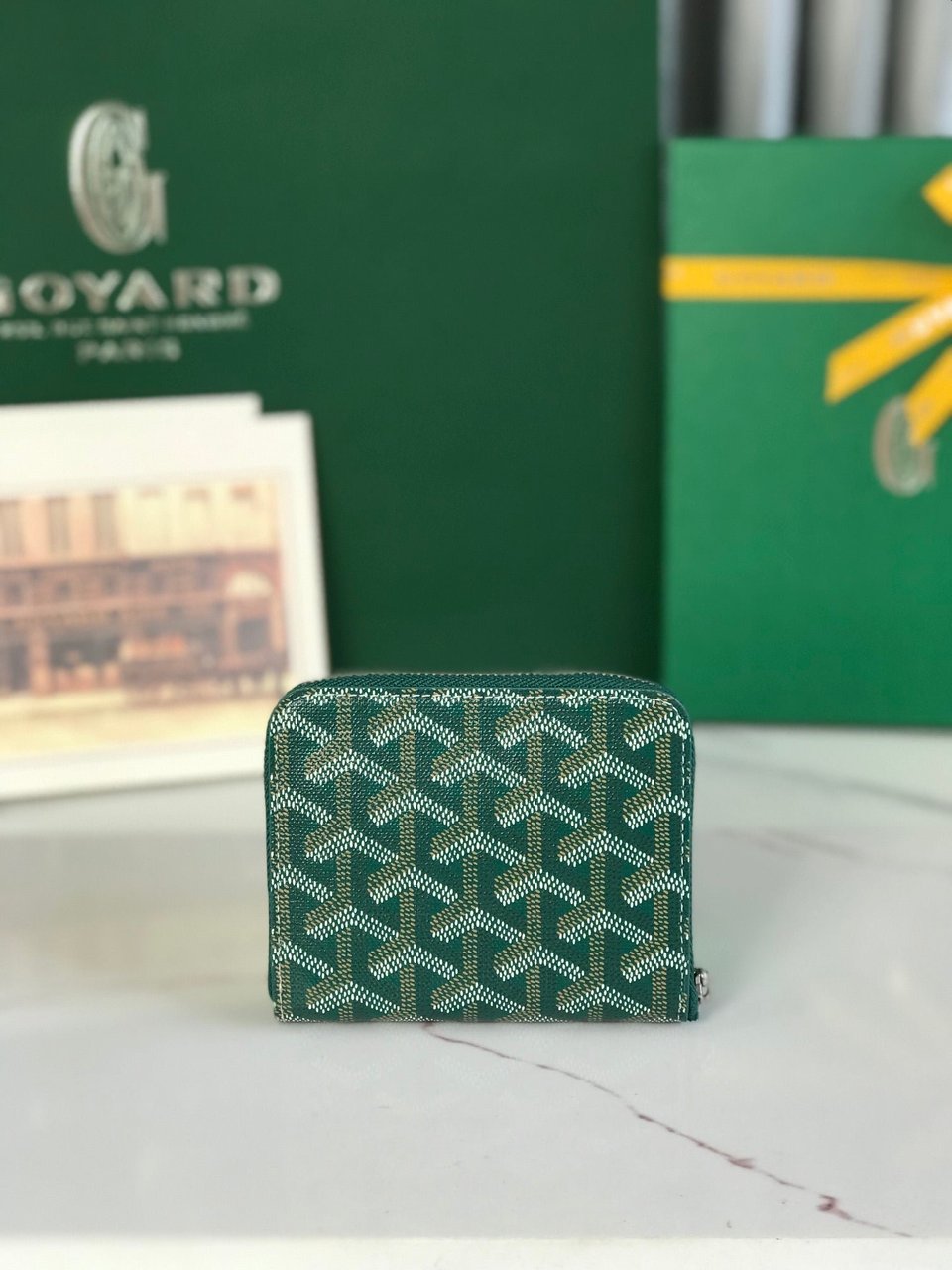 Goyard Matignon Mini Wallet 11 Cm Green Goyardine Canvas And Calfskin view 5