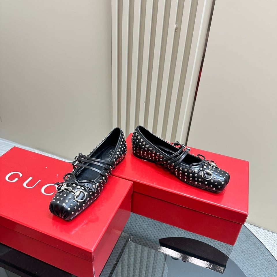 Gucci Women’S Horsebit Ballet Flat Allover Studs Black 814317 Aaeev 1050 view 3