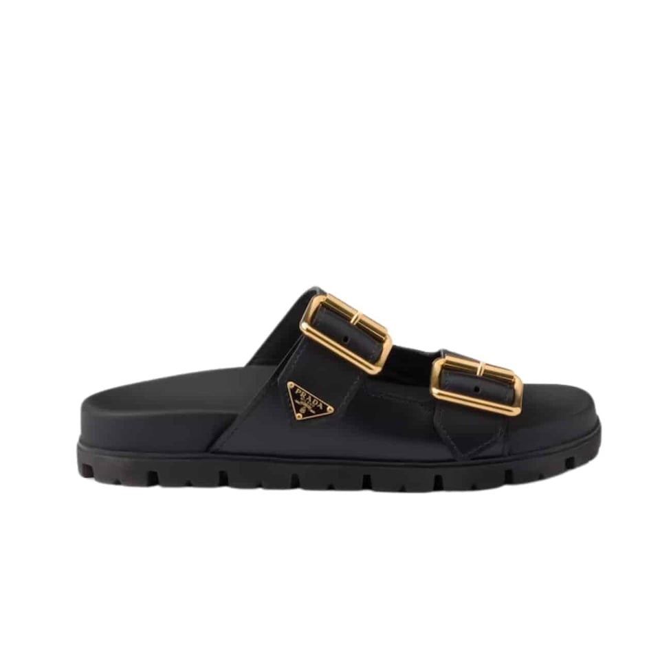 Prada Leather Strap Slides Black 1Xx692 3Lem F0002 F 020 view 2
