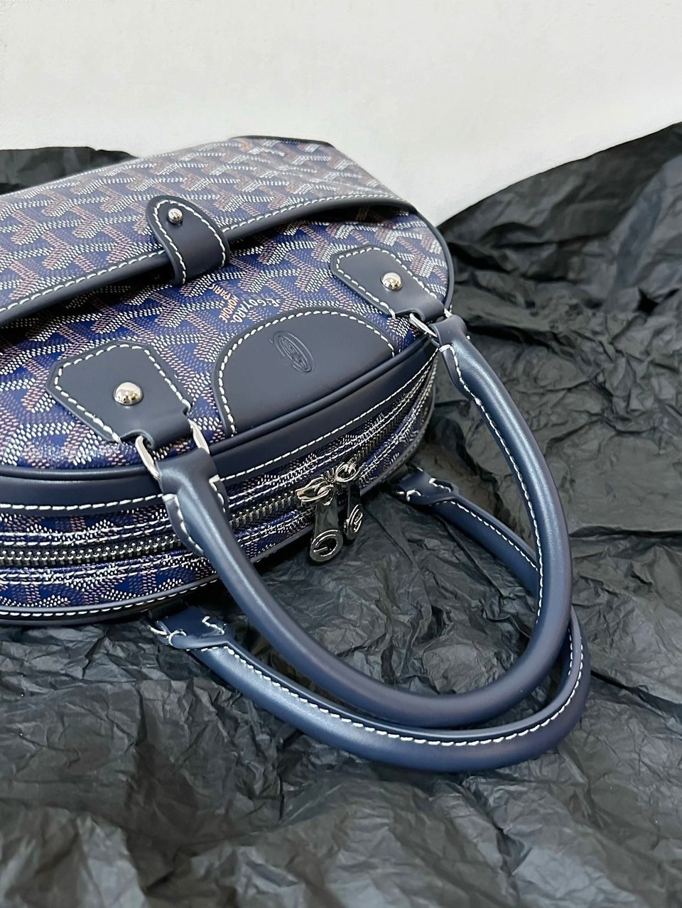 Goyard Goya Bowling Ball Small Navy Blue Canvas 27cm view 5
