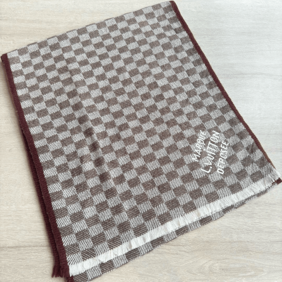 Louis Vuitton Damier Checkered Scarf Brown For Women 190cm view 3