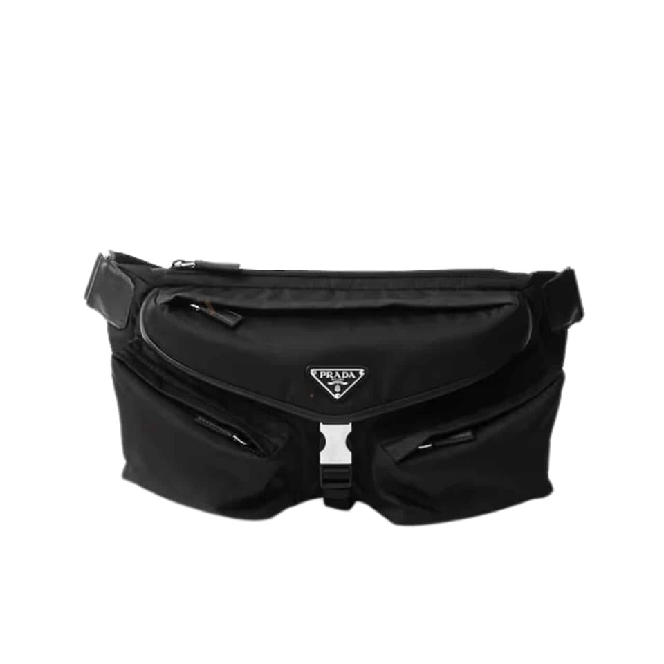 Prada Re Nylon And Leather Shoulder Bag Black 28Cm view 2