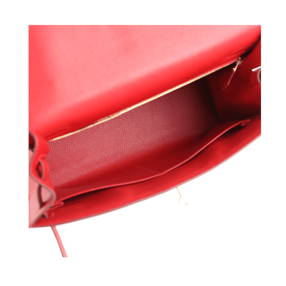 Hermes Kelly 25 Bag In Golden Casaque Red Epsom Leather For Women 25cm/10in view 4