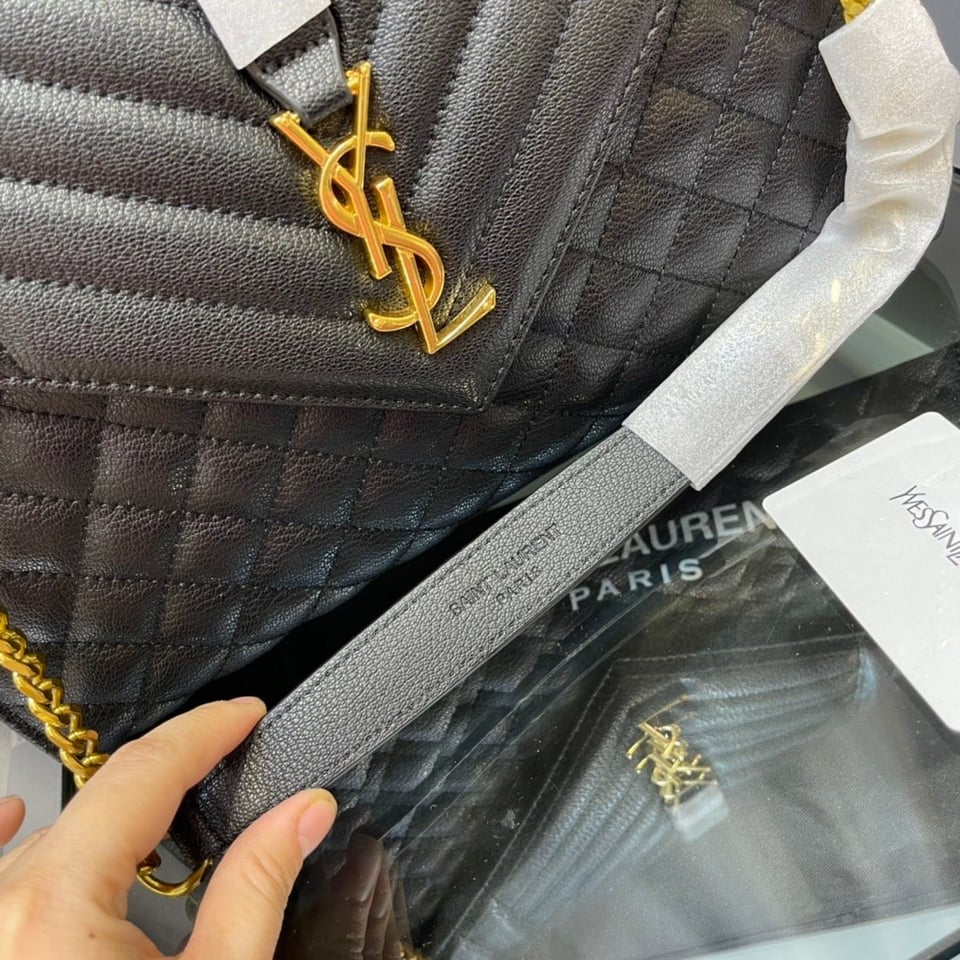 Saint Laurent Envelope Chain Bag In Mix Matelasse Grain De Poudre Embossed Leather 31Cm view 5