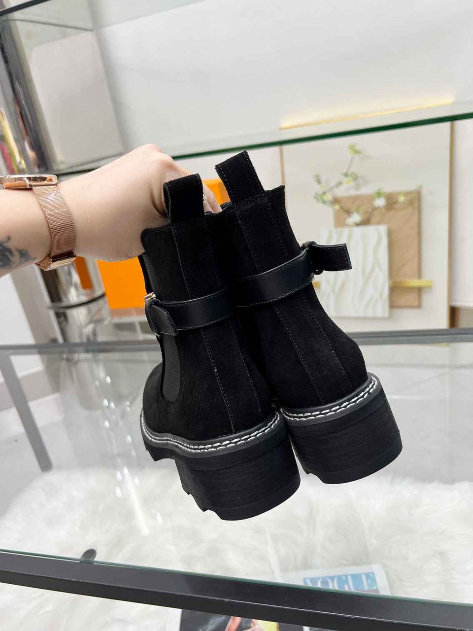 Louis Vuitton Lv Beaubourg Ankle Boot Suede In Black 1Ackcj view 4