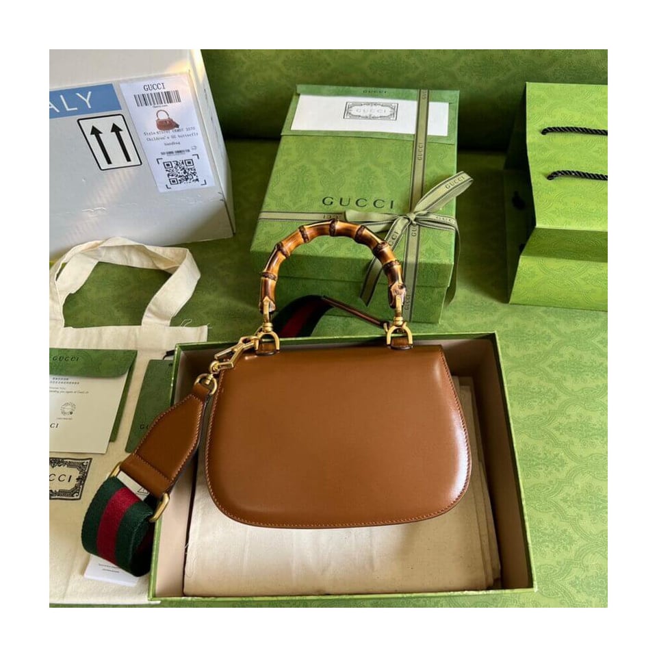 Gucci Small Top Handle Bag with Bamboo Cuir view 8