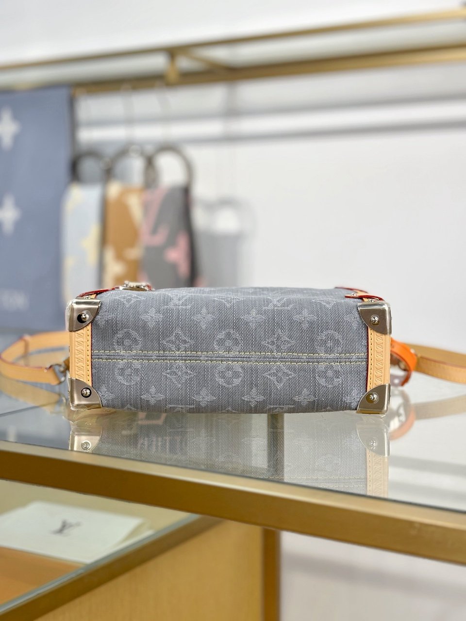 Louis Vuitton Grey Monogram Denim Side Trunk MM M13285 23.5cm/ 9.3in view 5