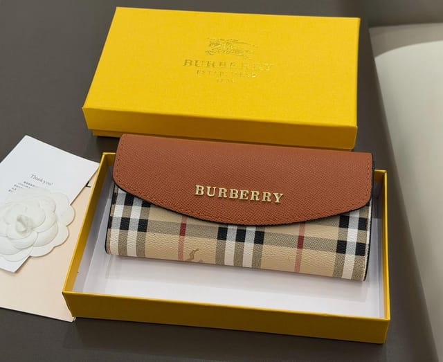 Burberry Check Canvas Brown Leather Henley Wallet On Chain Brown