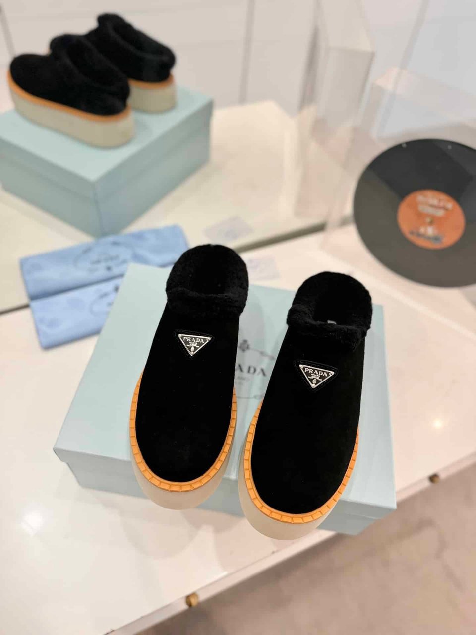 Prada Suede Mules Black view 5