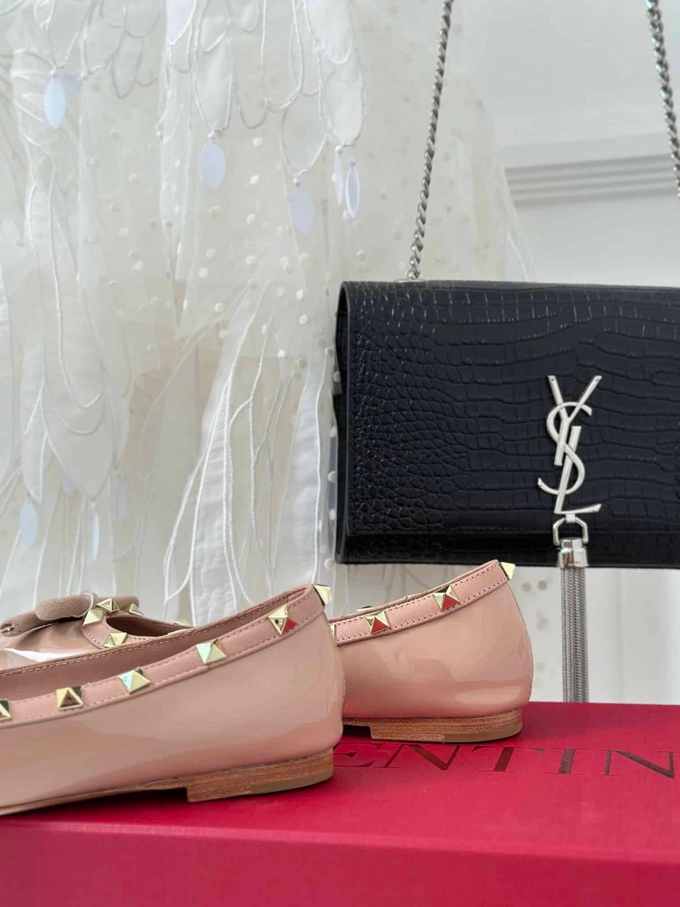 Valentino Garavani Rockstud Patent Leather Ballerina Rose Cannelle 3W2S0Hq5Vnw Gf9 view 6
