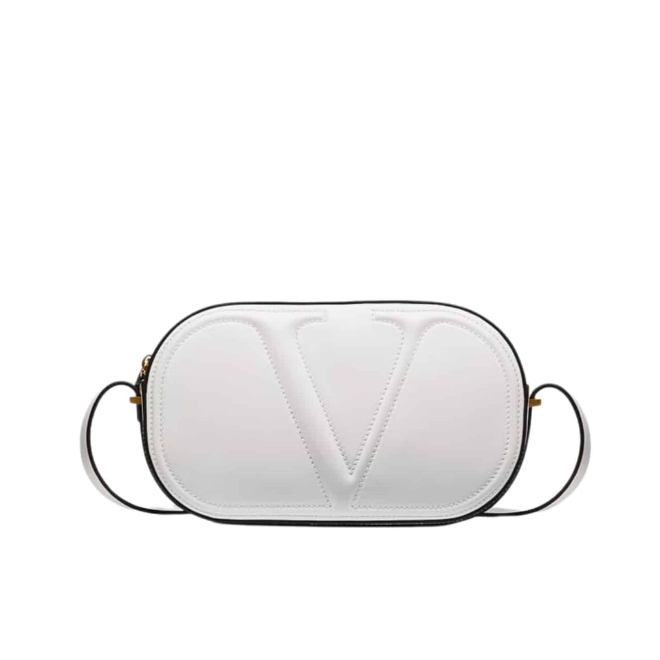 Valentino Vlogo Walk Calfskin Crossbody Bag White 25Cm view 2