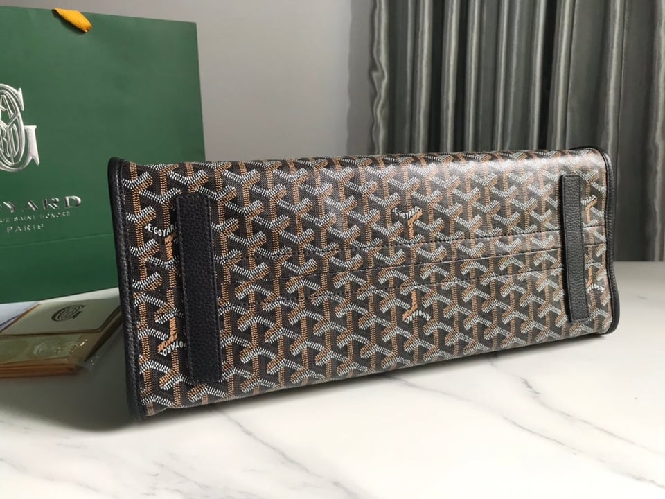 Goyard Hardy Pm Bag 40 Cm Black Goyardine Canvas And Taurillon Leather Trim view 4