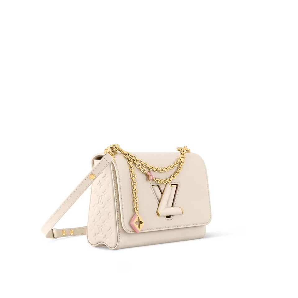 Louis Vuitton Twist MM Slim Medium Quartz Taurillon Leather Shoulder Bag 23cm/9.1in M14341 view 3