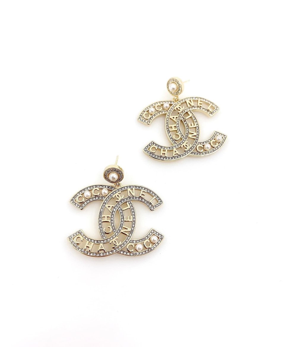 Chanel Cc Gold Earrings view 2