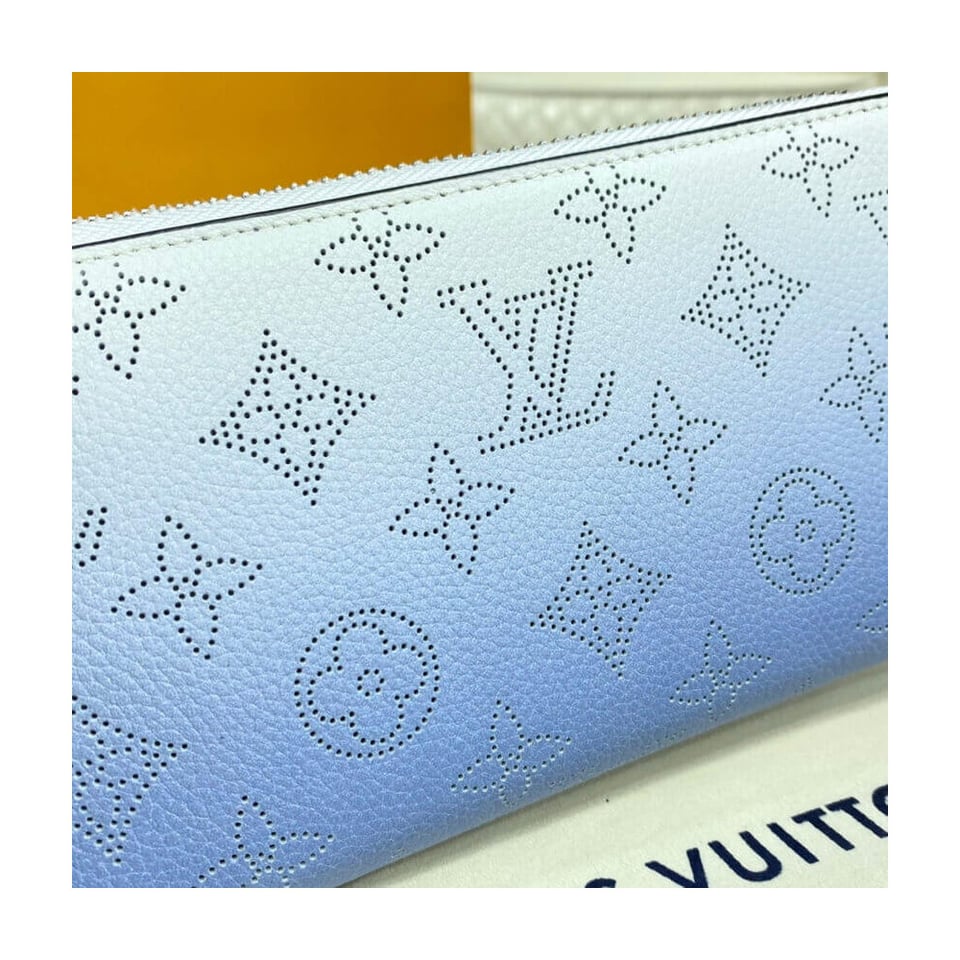 Louis Vuitton Zippy Wallet in Blue Gradient Mahina Perforated Leather view 6