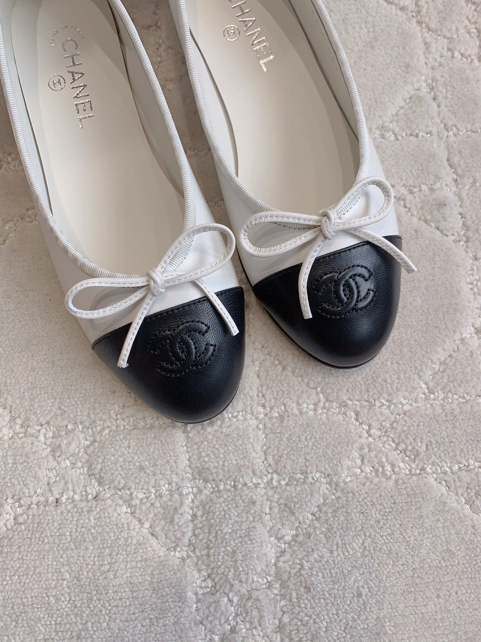 Chanel Cambon Leather Ballet Flats White For Women view 9
