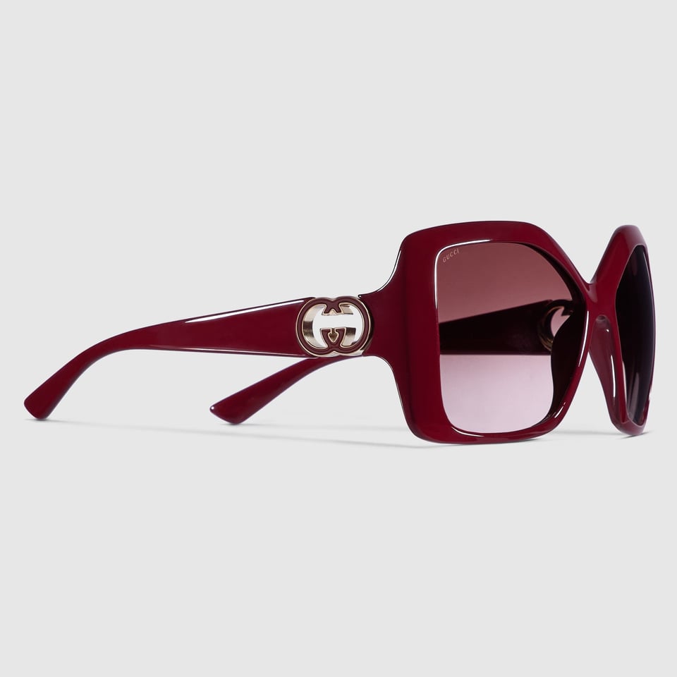 Gucci Rosso Ancora Red Square Frame Sunglasses GG2015S view 3