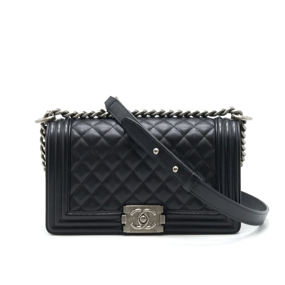Chanel Medium Boy Black Caviar With Ruthenium Hardware 25cm