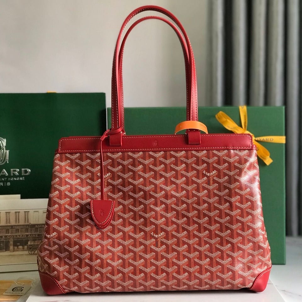 Goyard Bellechasse Biaude Pm Bag 36cm Classic Red Goyardine Canvas And Calfskin Trim view 11