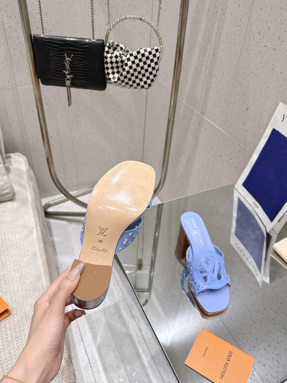 Louis Vuitton LV Isola Flat Mule Blue Women – 5.5cm Heel / 2.17in view 9