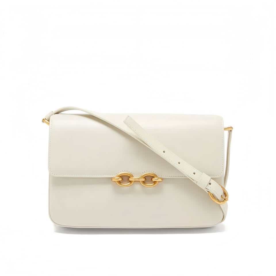 Saint Laurent Le Maillon Satchel In Smooth Leather Blanc Vintage