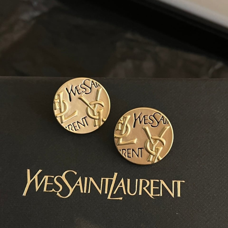 Saint Laurent Ysl Round Earrings Gold view 2