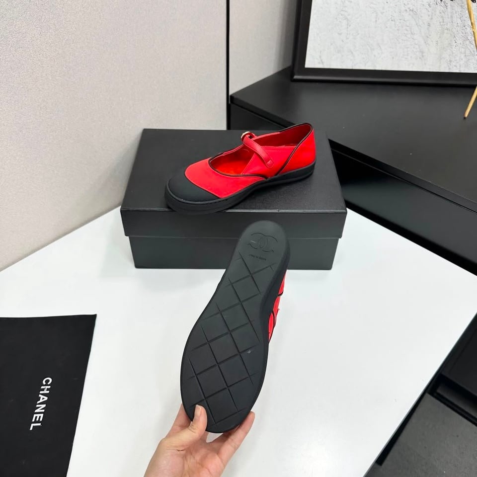 Chanel Mary Janes Fibres Mélangées &amp; Gomme Rouge &amp; Noir G47139 view 8