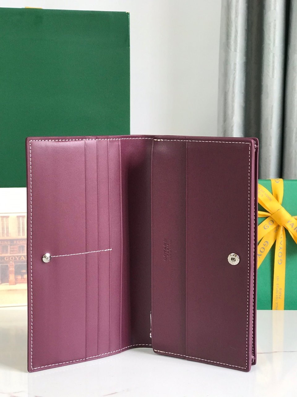 Goyard Richelieu Wallet 19 Cm Wine Red Goyardine Canvas view 4